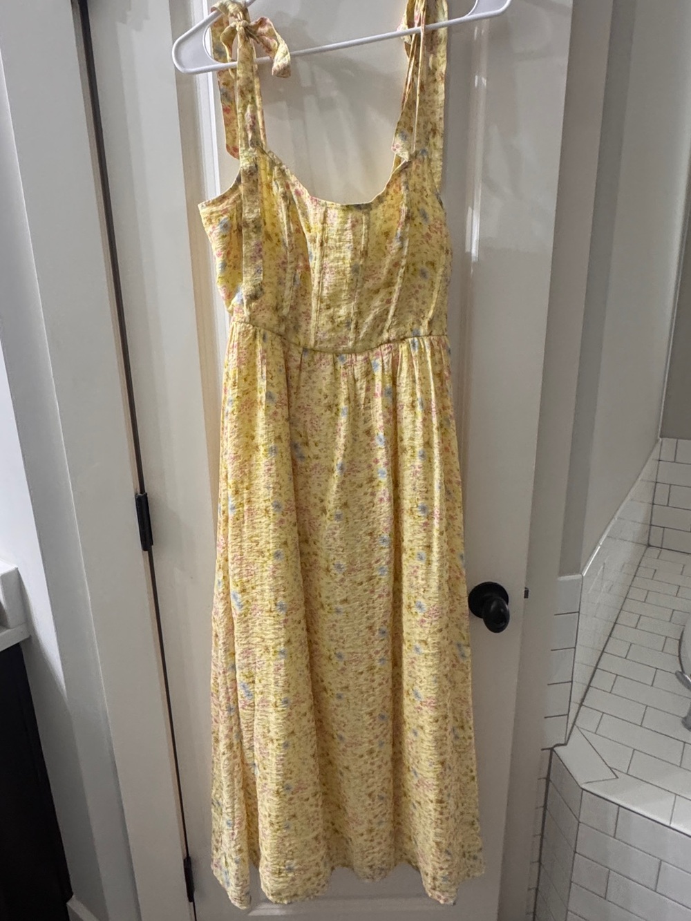American Eagle Outfitters Yellow Floral Tie-Shoulder Maxi Dress NWT